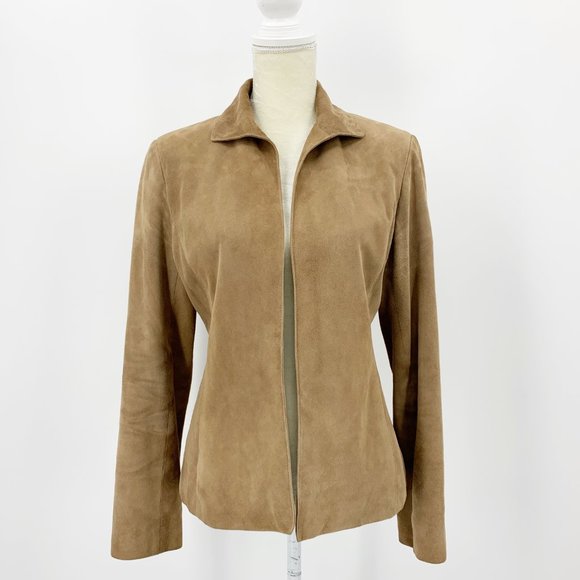 Lafayette 148 New York Jackets & Blazers - Lafayette 148 Brown Suede Open Front Blazer Jacket